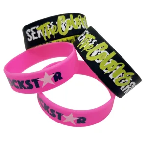 Pulseira de silicone de borracha personalizada para eventos, pulseira em PVC com logotipo personalizado de 19/25 mm de largura