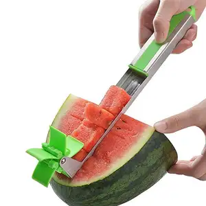 M137 Fruit Watermelon Melon Refreshing Juice Cubes Stainless Steel Plastic Knife Slicer Chopper Tools Windmill Watermelon Slicer