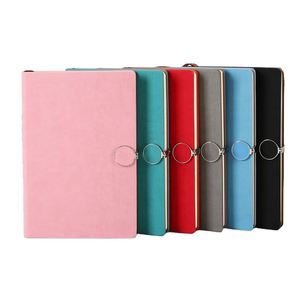 สมุดบันทึกปกหนังแข็งแบบมีห่วงรัดขนาด A5 หลายสี พร้อมลายพิมพ์ 100 แผ่น - Product Image 2