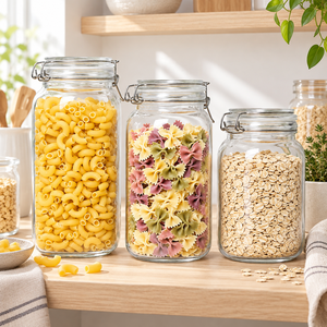 Barattoli <span class=keywords><strong>in</strong></span> <span class=keywords><strong>Vetro</strong></span> per Snack da 500ml a 3000ml con Coperchi a Clip per Noci, Frutta Secca, Mandorle, Anacardi, Mix di Frutta - Product Image 6