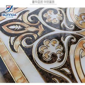 Sang trọng hiện đại Tấm bạc vàng Sứ đánh bóng Thảm gạch sàn tinh thể bề mặt hoa cây thiết kế trang trí trong nhà - Product Image 6