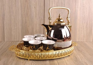 1L termo de doble pared jarra al vacío frasco árabe tetera 180ml taza de vidrio placa Relife 75ML Cawa tazas tapa dorada para Ramadán - Product Image 4