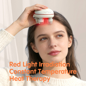 Handheld Rechargeable <strong>Mini</strong> Scalp Head <strong>Massager</strong> EMS Red Light Heat Waterproof 4 Silicone Massage Heads Brush - Product Image 4