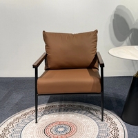 Fauteuil d'appoint moderne en cuir 502 avec structure métallique, fauteuil individuel, chaise longue de détente pour salon, hôtel, mobilier de maison