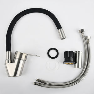 SANIPRO Moderne <span class=keywords><strong>Col</strong></span> <span class=keywords><strong>De</strong></span> <span class=keywords><strong>Cygne</strong></span> Noir Silicone Tuyau N'importe Quelle Direction Rotatif Robinets D'eau Chaude Froide SUS304 Cuisine Évier Robinets Mélangeurs - Product Image 6