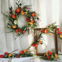 Vente en gros de bouquets de fleurs artificielles de printemps, mélange de coquelicots et de fleurs sauvages, en papier/mousse, pour la Fête des Mères, Noël, Halloween
