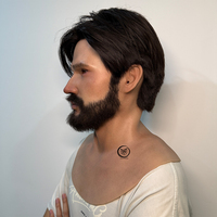 Masque de tête en silicone réaliste de haute qualité, fait main, avec cheveux et barbe, pour cosplay haute simulation, conception personnalisée en usine