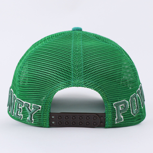Qianzun vert Suade bord couleur bloc coton sergé maille Snap camionneur chapeau, Sandwich bord 3d broderie logo 5 panneau camionneur chapeau - Product Image 3