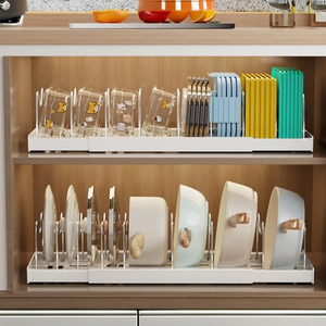 Organizzatore Estraibile per <span class=keywords><strong>Pentole</strong></span> e Padelle Tofaney, Porta <span class=keywords><strong>Pentole</strong></span> in Acciaio Inox con 9 Scomparti Regolabili, Porta Coperchi Bianco per <span class=keywords><strong>Cassetto</strong></span> - Product Image 2