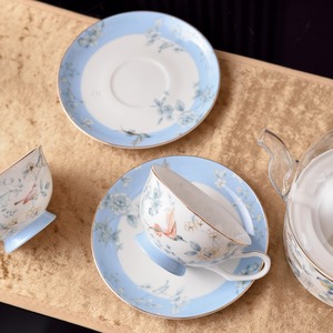 Classic Design British Bone China English Tea Set Blue Flower Bird Coffee <b>Cup</b> <b>Saucer</b> Luxury High-End Gift Box Water <b>Cup</b> - Product Image 3