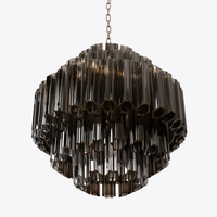 Lustre de Plafond Contemporain en Verre Miroir Fumé Luminaire Suspension Luminaire Lampen Pour Foyer