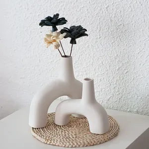 New Arrival Nordic Vase Black White Ceramic Ornaments Minimalist Home Decor With Matte Vase
