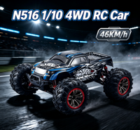 Voitures RC HOSHI avec 2 batteries, camion RC HOSHI N516 haute vitesse 1/10 2.4GHZ 4WD 46km/h, monster truck tout-terrain résistant à l'eau, jouet cadeau