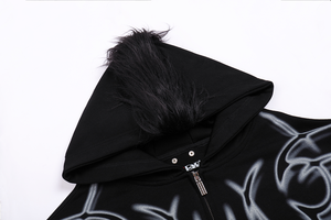 Felpa con Cappuccio Punk <span class=keywords><strong>Mohican</strong></span> Y2K Hip Hop Streetwear per Uomo - 100% Cotone Vestibilità Ampia Primavera Logo Personalizzato Stampato - Product Image 4