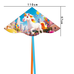 Nouveauté : Cerfs-volants écologiques, mignons et amusants, à motif de <span class=keywords><strong>licorne</strong></span> de dessin animé, avec cadre en fibre de verre et polyester Ripstop imprimé par transfert - Product Image 2