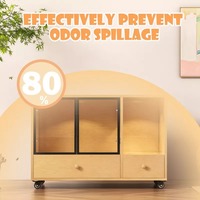 Villa chat de luxe en bois massif motif floral vitrine pour animaux de compagnie litière pour espace salon
