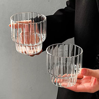 Gobelet en verre borosilicate transparent rayé de 14 oz avec logo personnalisé, pour boissons froides, eau, café, jus, soda, lait, idéal pour les fêtes