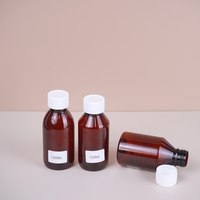Bouteille de sirop contre la toux PET ambré personnalisé de 120ml, bouteille de médecine liquide orale vide avec bouchon inviolable