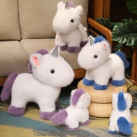 En gros, Grande poupée licorne fantaisie mignonne en peluche faite à la main, en poils de vison, debout, anti-stress, pour anniversaire d'enfants