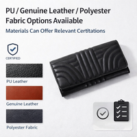 Dompet Wanita Model Panjang Custom Logo Grosir Kulit Asli Desainer RFID untuk Hadiah Liburan Grosir