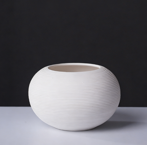 White Brushed Texture Creative Nordic Style Minimalist Ceramic <b>Vase</b> for Office Home Decor Display Decoration - Product Image 5