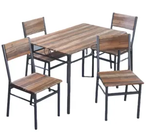 Hot sell simple cheap dinning room sets Iron and wood furniture dining table set