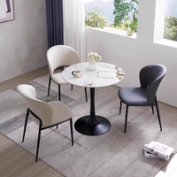 Table basse circulaire moderne en acier italien et pierre frittée – Tables à thé élégantes, durables et faciles à nettoyer pour bureau, salle à manger et salon