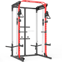 Station de musculation compacte à charge par plaques pour entraînement fonctionnel, avec fonctions Crossover, Lat Pulldown et Rameur bas, équipement de gym à domicile