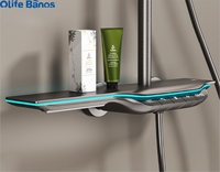 Olife Banos or Tiktok tendance salle de bain Gunmetal Piano clé numérique Led cascade pluie robinet de douche chaud froid ensemble de douche
