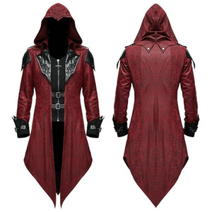 Drop Ship Mens Trench Coat Cuero con capucha Medieval Gothic Renaissance Retro Punk Chaquetas de manga larga - Product Image 2