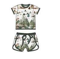 Ensemble de vêtements pour enfants en bambou, haut à manches courtes confortable et respirant, ensemble de pyjama en bambou pour bébé, 2 pièces