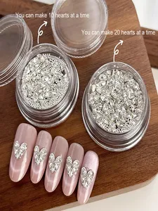 Ensemble de strass pour nail art en forme de cœur blanc, cristaux multiformes, strass plats roses, perles rondes, bijoux en diamant pour nail art et artisanat - Product Image 4