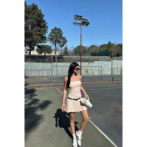 Vestido Plisado Sin Tirantes de Color Sólido con Cremallera Decorativa, Spandex de Alta Calidad para Fiestas Formales y Clubes, Personalizable, Tallas XS-XL - Product Image 2