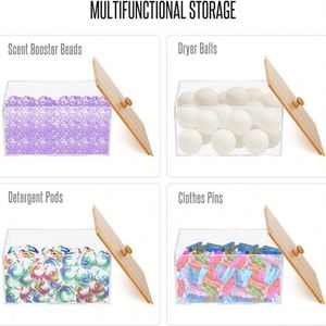 Dispensador de Bolsas de Basura Acrílico para Cocina con Tapa de Bambú, Organizador de Bolsas de Basura - Product Image 3