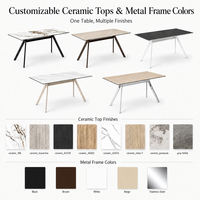 Usine chinoise vend des tables à manger rectangulaires modernes sur mesure avec pieds en métal et plateau en céramique et verre trempé