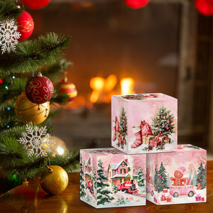 กล่องของขวัญขนมตกแต่งคริสต์มาสสีชมพูใหม่ปี 2024 กระดาษห่อของขวัญขนาด 70 มม. ลายซานตาคลอส มนุษย์หิมะ กวางเอลค์ สำหรับบรรจุขนม ของตกแต่งงานปาร์ตี้ - Product Image 6