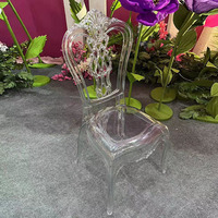 Chaise de mariage royale en acrylique transparent, chaise de banquet en plastique transparent, chaise de salle à manger en acrylique pour événements en plein air