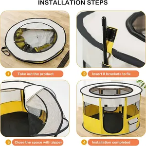 Foldable Pet Pen Dog Crate Portable <strong>Playpen</strong> for Dog <strong>Puppy</strong> Cats Top Removable Zipper Mesh Dog Cat Tent Kennel with Carrying Bag - Product Image 2