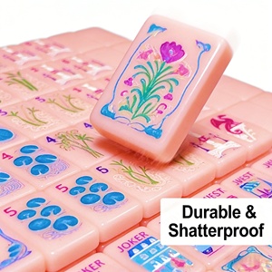 Ensemble de Mahjong Vancor Rose Adorable et Luxueux en Acrylique Unisexe, Motifs Floraux et Architecturaux, Tuiles de Mahjong Tendance de Style Américain - Product Image 2
