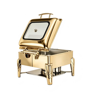 Ensemble de réchauds de buffet hydrauliques noirs et dorés de luxe pour événements et traiteurs – Vente en gros