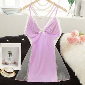 H3963 2024 New Design Lace Ruffles V-neck Slip Dress Women Erotic Nightdress Contrast Mesh <b>Sheer</b> Side <b>Sexy</b> <b>Lingerie</b> - Product Image 6