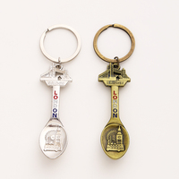 Portachiavi Creativo a Forma di Cucchiaio in Lega di Londra, Souvenir Turistico, Anello Portachiavi Vintage con Stampa a Rilievo, Motivo Monumento, Supporto OEM