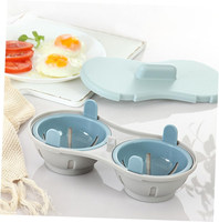Cuiseur à œufs pour micro-ondes, 2 tasses, antiadhésif, avec couvercle, gadget de cuisine pour œufs pochés faibles en gras pour micro-ondes