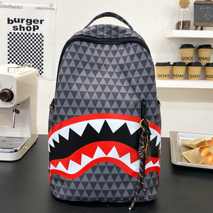Shark Pattern Waterproof <b>Backpack</b> For Boys <b>Student</b> Outdoor Casual Sports Daily Use - Product Image 1