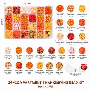 Kit de abalorios DIY de 24 compartimentos para Acción de Gracias, con cuentas espaciadoras de arcilla de otoño con formas de calabaza y hoja de arce, para la creación de pulseras y joyas - Product Image 4