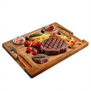 Planche à découper en bois d'acacia écologique, épaisseur 2,0 cm, avec fourchette et couteau, par Universal Overseas - Product Image 2