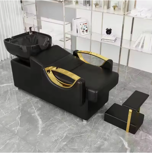Chaise de lavage de cheveux en cuir synthétique de haute qualité, éponge en céramique durable, vente chaude, lit de lavage de cheveux pour salons de beauté, salons de coiffure, spas - Product Image 1