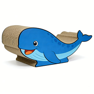 Griffoir pour chat en forme de baleine, carton ondulé épaissi, résistant à l'usure et sans peluches, jouet créatif pour chat, sur mesure - Product Image 2