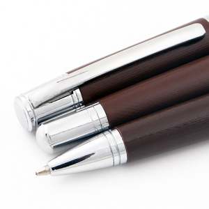 Bolígrafo Ejecutivo Promocional de Cuero Marrón con Mecanismo Giratorio - Product Image 5