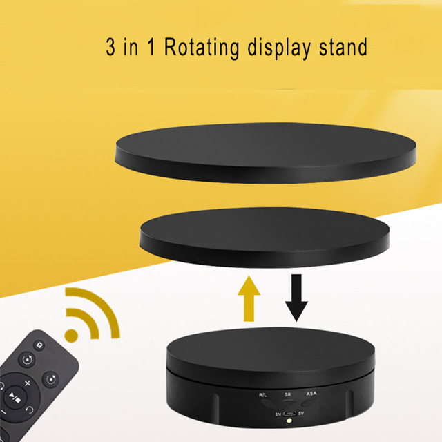 3 in 1 360 Degree Photography Turntable Rotating Electric Turntable Motorized Rotating Display Stand for Jewelry Product Display